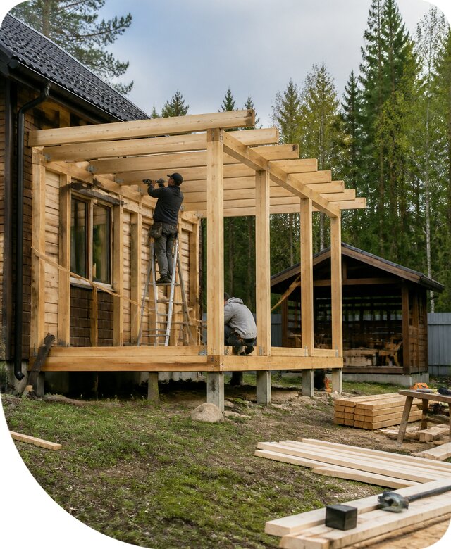 Строительство пристроек и построек на участке в Лысьве