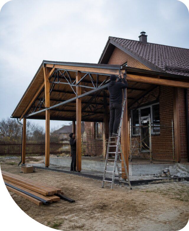 Пристройка навеса к дому и участку в Лысьве под ключ